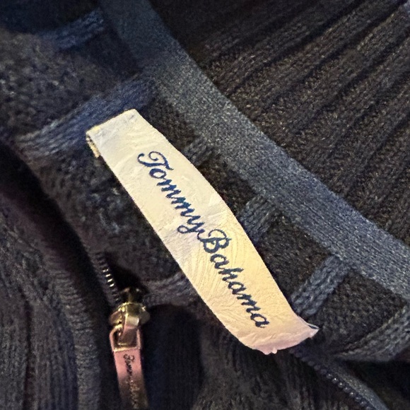 Tommy Bahama Men Navy Island Zone Knit 1/4 Zip Sweater - Picture 5 of 6